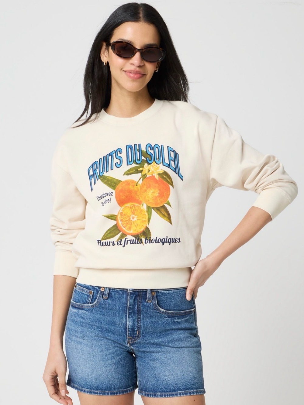 SOLD OUT J.Crew Fruits du Soleil Graphic Sweatshirt Women’s Large Cream NWOT